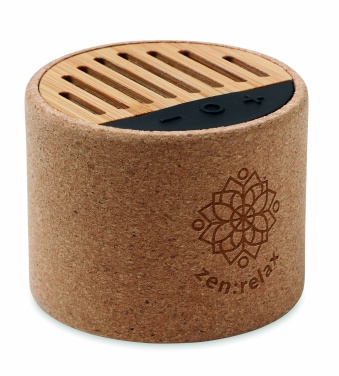 Logotrade promotional products photo of: Round cork wireless speaker