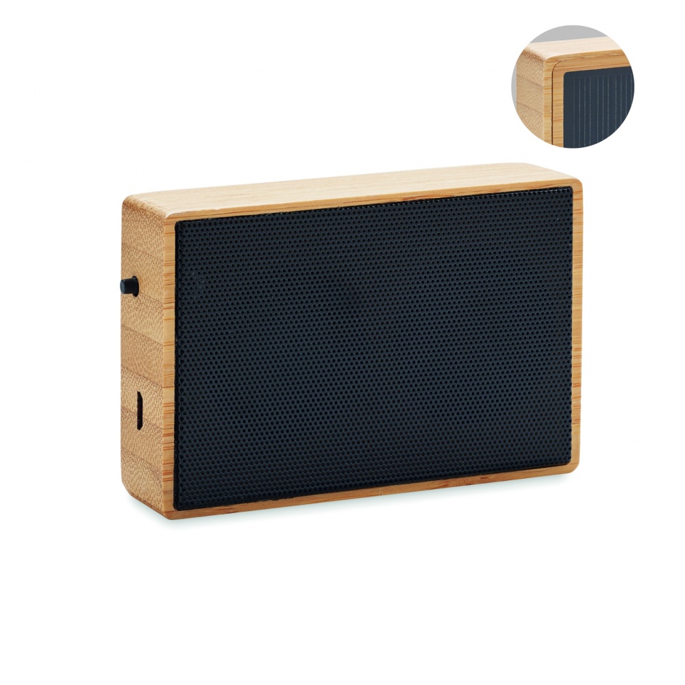 Logo trade promotional giveaways picture of: Solar bamboo wireless speaker