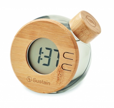 Logo trade advertising products picture of: Water powered bamboo LCD clock