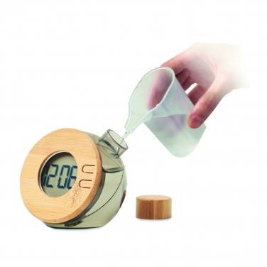 Logo trade promotional products image of: Water powered bamboo LCD clock