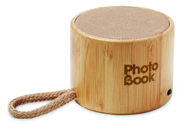 Logo trade promotional items picture of: Round bamboo wireless speaker