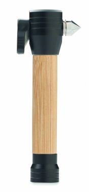 Logotrade corporate gift picture of: 3-in-1 bamboo flashlight with an emergency hammer and seatbelt cutter