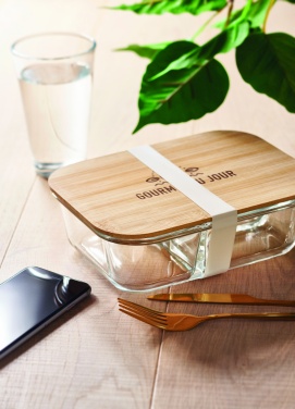 Logotrade corporate gift image of: Glass lunch box with bamboo lid