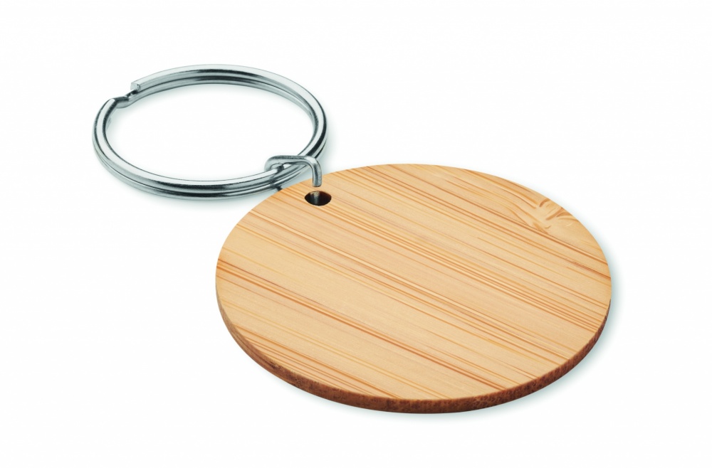 Logo trade promotional gifts picture of: Round bamboo key ring Pieksämäki