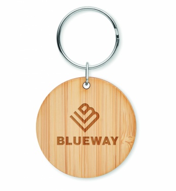 Logo trade promotional merchandise image of: Round bamboo key ring Pieksämäki