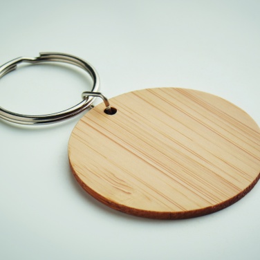 Logo trade corporate gifts picture of: Round bamboo key ring Pieksämäki