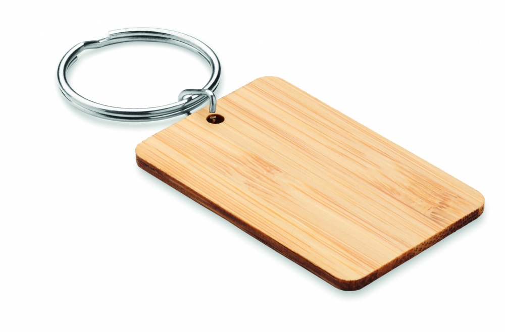 Logo trade promotional giveaways image of: Rectangular bamboo key ring Riihimäki