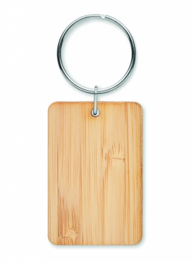 Logotrade corporate gift image of: Rectangular bamboo key ring Riihimäki