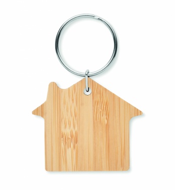 Logotrade corporate gift picture of: House shaped bamboo key ring Järvenpää