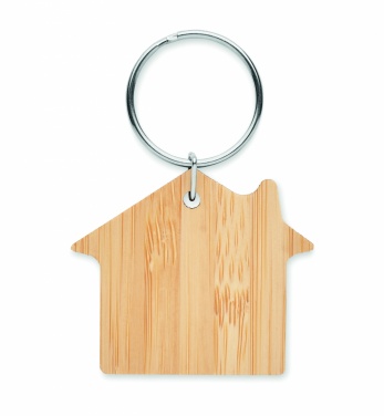 Logo trade promotional giveaways image of: House shaped bamboo key ring Järvenpää