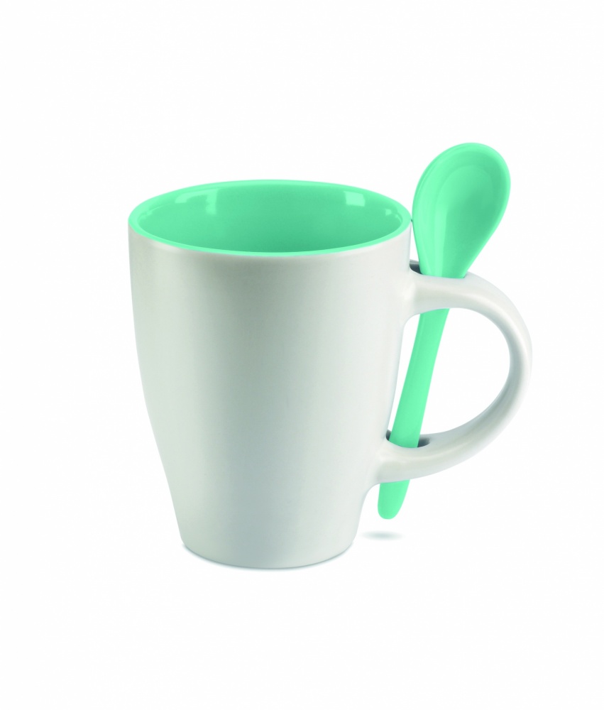 Logo trade business gifts image of: Bicolour mug with spoon 250 ml