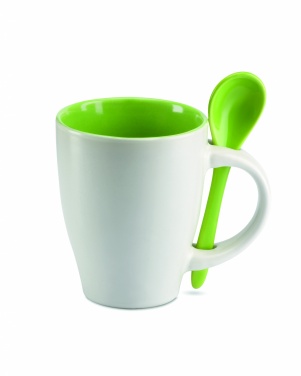 Logo trade corporate gifts picture of: Bicolour mug with spoon 250 ml