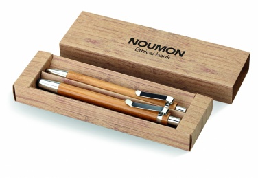 Logo trade promotional items picture of: Bamboo pen and pencil set