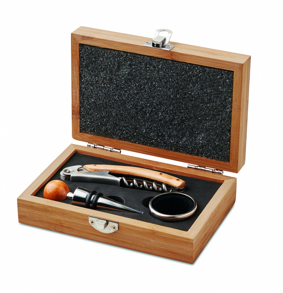 Logo trade corporate gift photo of: Wine set in bamboo box