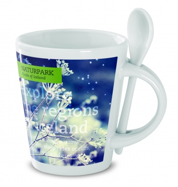 Logo trade promotional giveaways image of: Sublimation mug with spoon