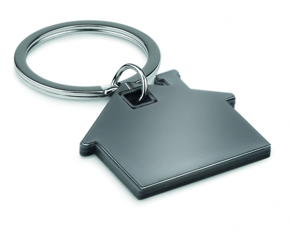 Logo trade promotional merchandise image of: House shape plastic key ring Rezekne