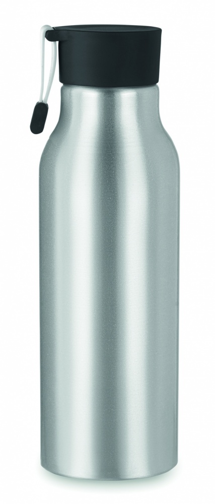 Logotrade promotional gift image of: Single-walled 500 ml aluminum bottle with a PP cap and a silicone strap