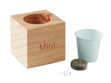 Logotrade corporate gift picture of: Herb pot wood "MINT"