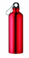 Single-walled 750 ml aluminum bottle with a carabiner and customizable printing, Red