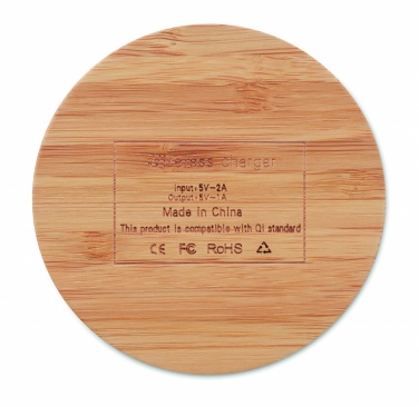 Logo trade promotional items picture of: Wireless charger bamboo 5W