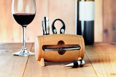 Logo trade corporate gift photo of: 4 pcs wine set in wooden stand