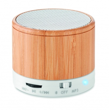 Logotrade promotional items photo of: Round Bamboo wireless speaker