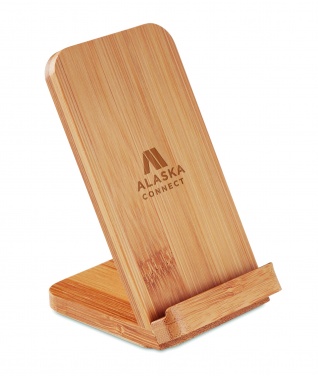 Logo trade promotional giveaways image of: Bamboo wireless charge stand 5W WIRESTAND