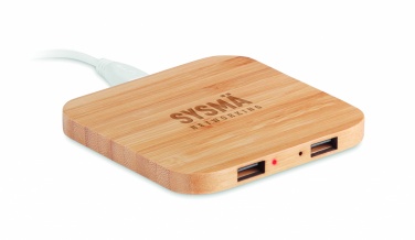 Logo trade promotional gifts picture of: Bamboo wireless charge pad 5W