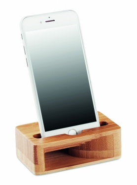 Logo trade promotional items picture of: Bamboo phone stand-amplifier CARACOL