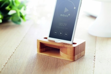 Logo trade promotional item photo of: Bamboo phone stand-amplifier CARACOL