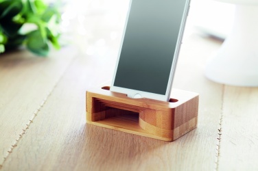 Logo trade promotional products picture of: Bamboo phone stand-amplifier