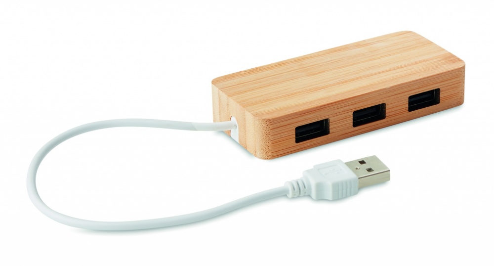 Logo trade promotional giveaway photo of: Bamboo USB 3 ports hub