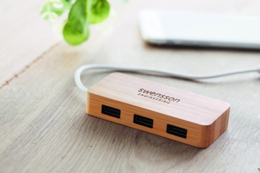 Logotrade business gift image of: Bamboo USB 3 ports hub