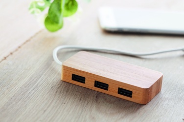 Logo trade promotional giveaway photo of: Bamboo USB 3 ports hub