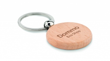 Logo trade promotional item photo of: Round wooden key ring Saldus