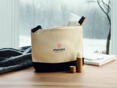 Logo trade promotional gift photo of: Bicolour cotton cosmetic bag