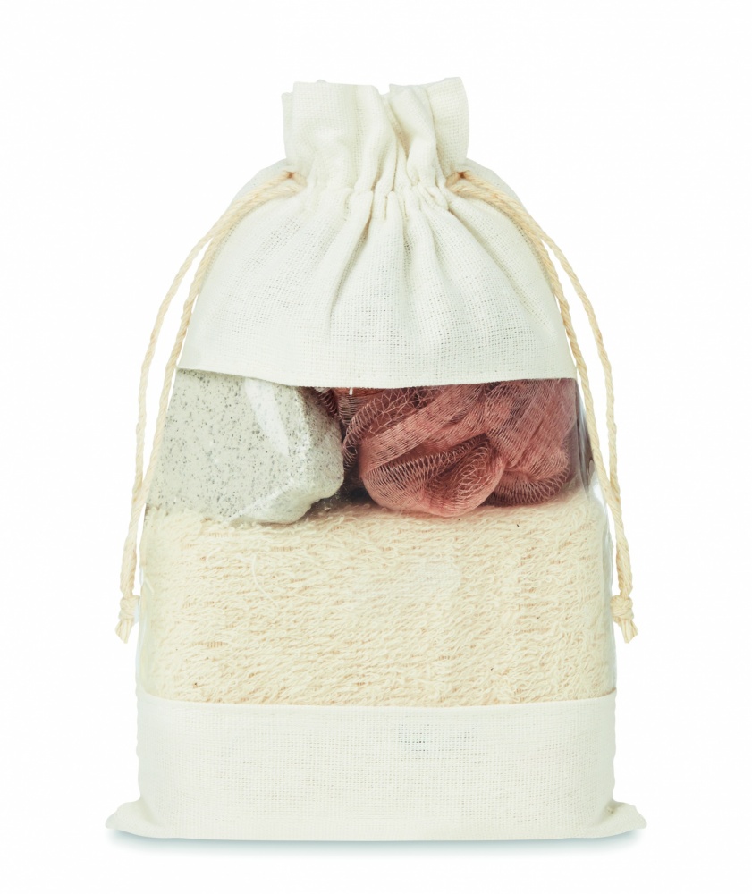 Logo trade advertising products picture of: Bath set in cotton pouch