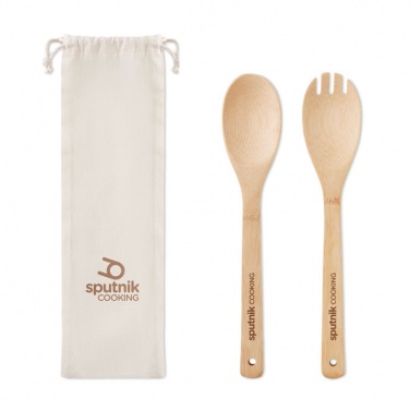 Logo trade promotional gifts picture of: Set bamboo utensils salad