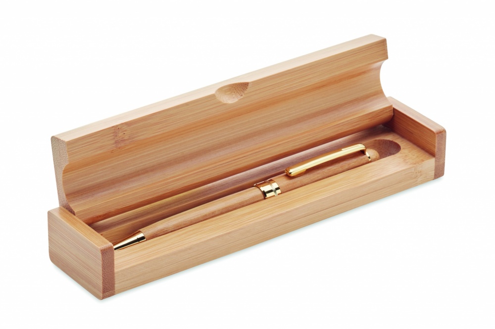 Logo trade promotional product photo of: Bamboo twist-action ballpoint pen in a box