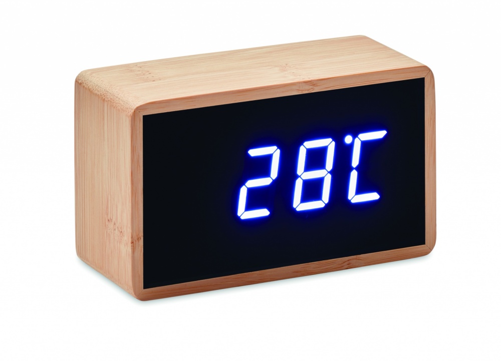 Logotrade promotional merchandise photo of: LED alarm clock bamboo casing Düsseldorf