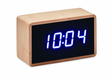 Logotrade corporate gift picture of: LED alarm clock bamboo casing Düsseldorf