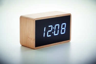 Logotrade promotional merchandise image of: LED alarm clock bamboo casing Düsseldorf