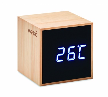 Logotrade promotional giveaway picture of: LED alarm clock bamboo casing Dortmund