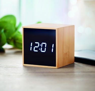 Logotrade corporate gift picture of: LED alarm clock bamboo casing Dortmund