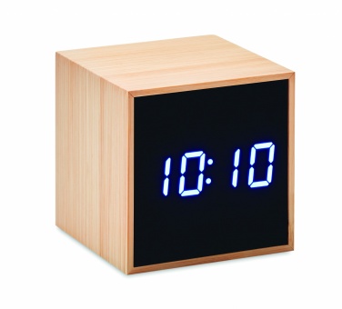 Logotrade promotional gift picture of: LED alarm clock bamboo casing Dortmund