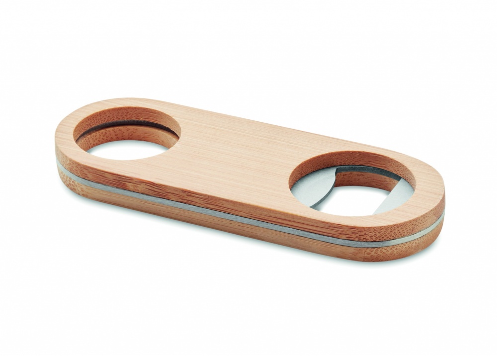 Logotrade promotional item image of: Oval Bamboo bottle opener VALBAMPER