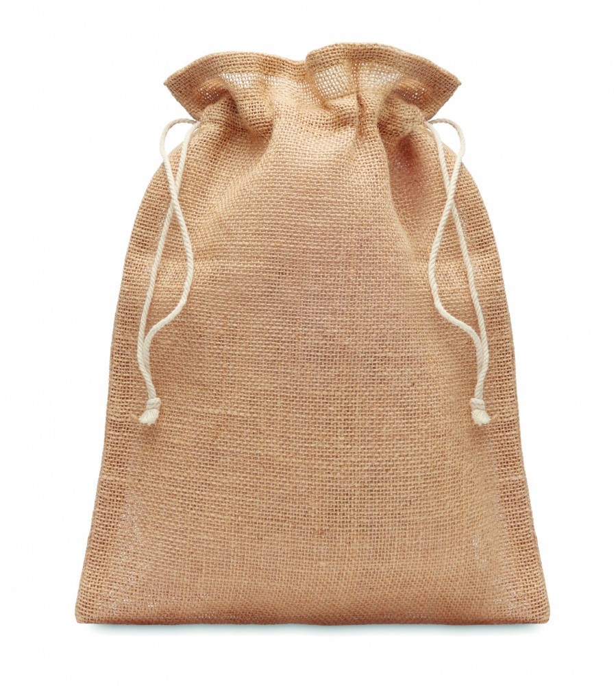 Logo trade corporate gifts picture of: Small jute gift bag 14 x 22 cm