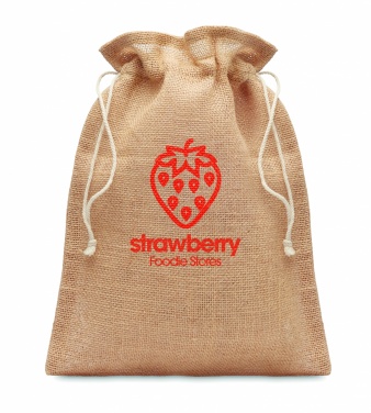 Logo trade promotional gifts image of: Small jute gift bag 14 x 22 cm