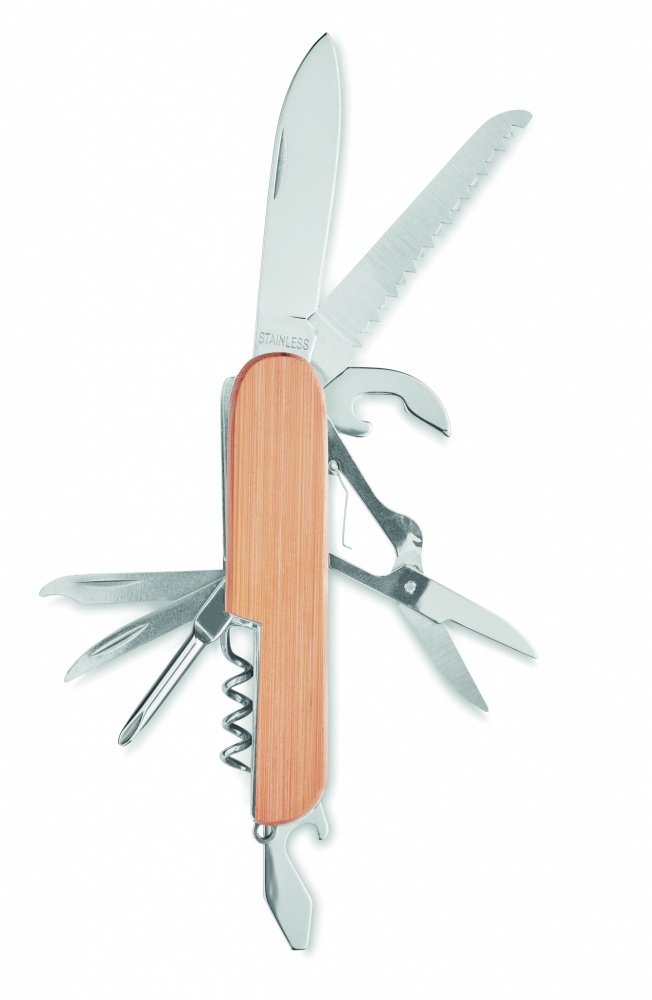 Logo trade promotional items image of: Multi tool pocket knife bamboo