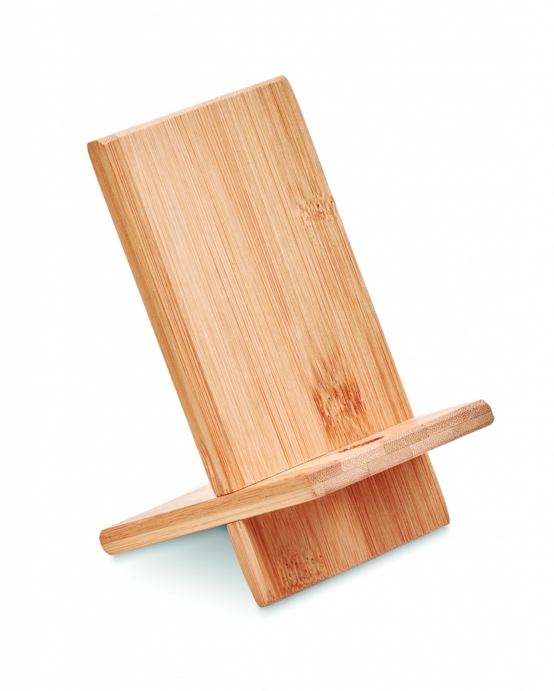 Logo trade promotional products image of: Bamboo phone stand/ holder WHIPPY